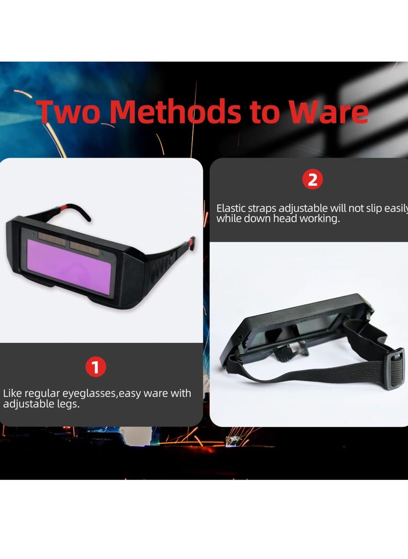 Excefore - Welding Glasses, Auto Darkening Welding Goggles with Adjustable Shade, True Color Solar Powered Welding Safety Glasses, Flip Up Lens for Eyes Protection during Gas Torch Cutting - Image 1