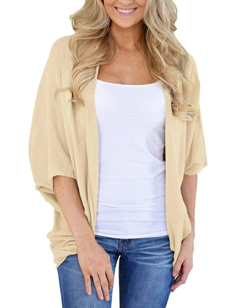 BB&KK Kimono Cardigan for Women Solid Colors Long Sleeve Open Front Cover Ups Maternity Pregnant Tops Khaki M - Image 4