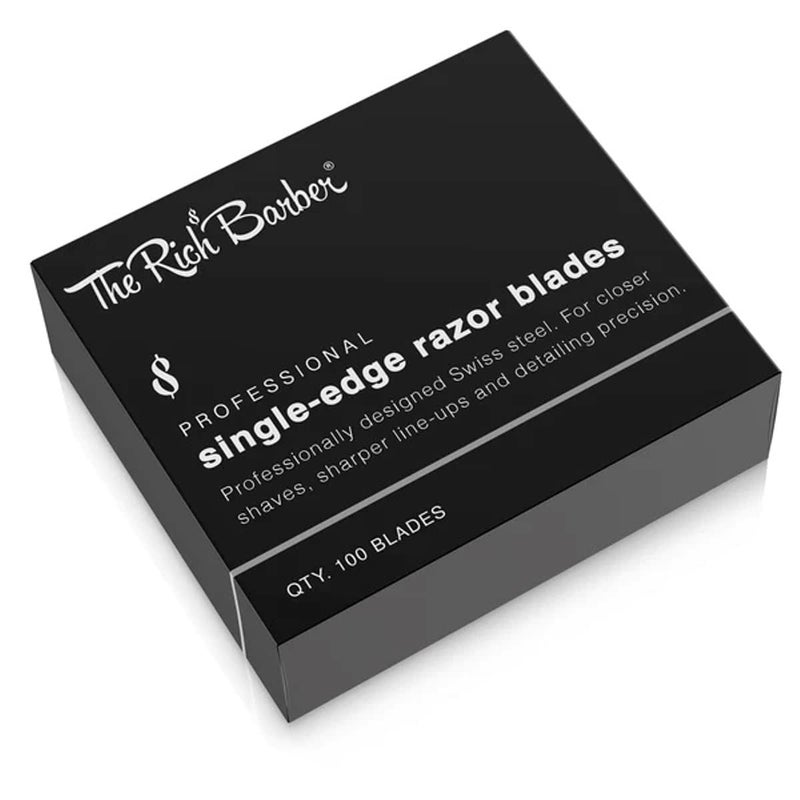 The Rich Barber The Rich Barber Single Edge Razor Blades Designed for Straight Edge Shaving Razor Holder  100 Pack 