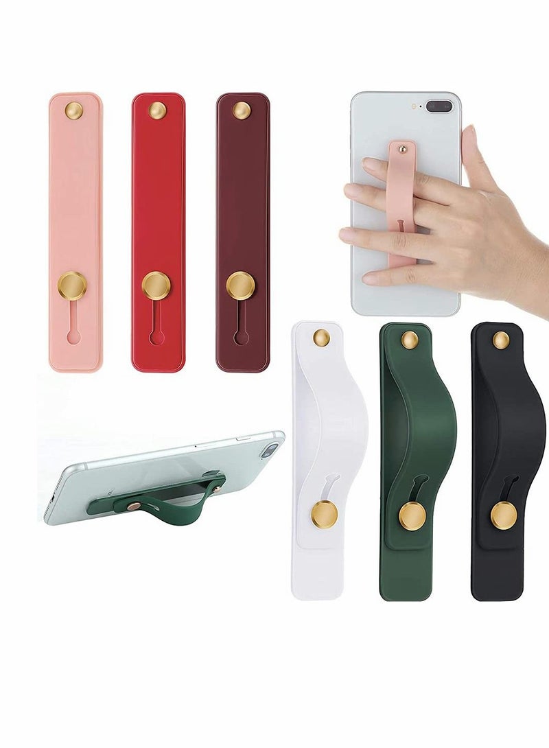 KASTWAVE 6 Pieces Phone Grip Holder Cell Phone Grip Strap Telescopic Phone Finger Strap Stand Universal Finger Kickstand for Most Smartphones, Small Tablets, 6 Colors (Vintage Colors) - Image 1
