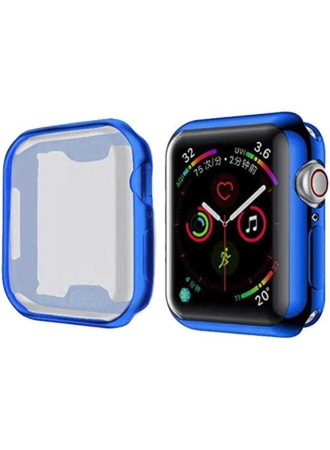 3إي غطاء حماية بلاستيكي مرن مطلي بالكهرباء مع واقي شاشة لساعة الجيل الرابع والخامس مقاس 44 ملم باللون الأزرق - Image 2