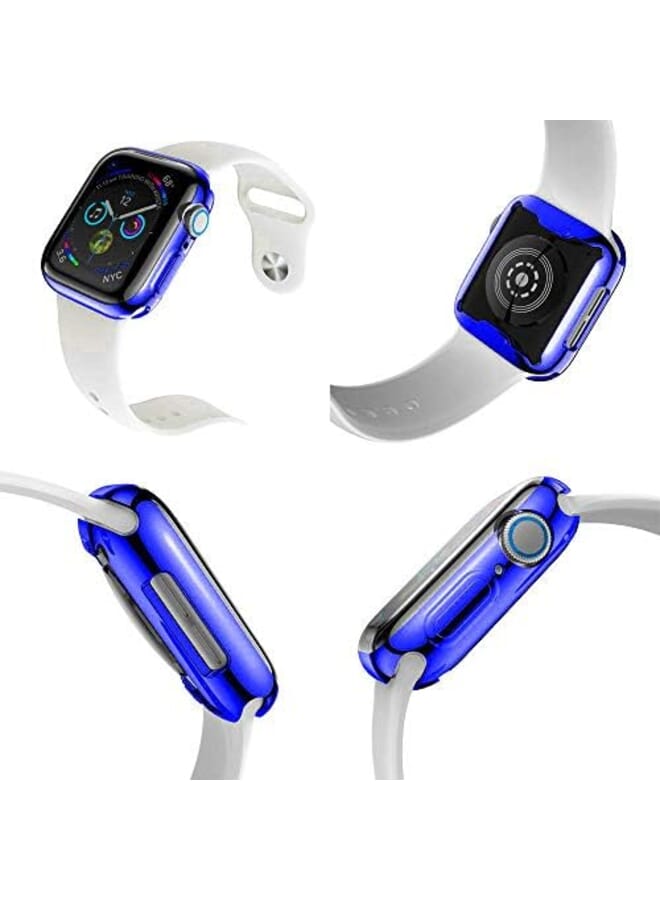 3إي غطاء حماية بلاستيكي مرن مطلي بالكهرباء مع واقي شاشة لساعة الجيل الرابع والخامس مقاس 44 ملم باللون الأزرق - Image 3