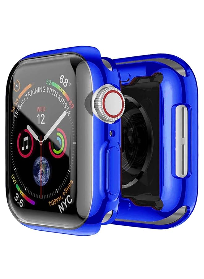 3إي غطاء حماية بلاستيكي مرن مطلي بالكهرباء مع واقي شاشة لساعة الجيل الرابع والخامس مقاس 44 ملم باللون الأزرق - Image 1