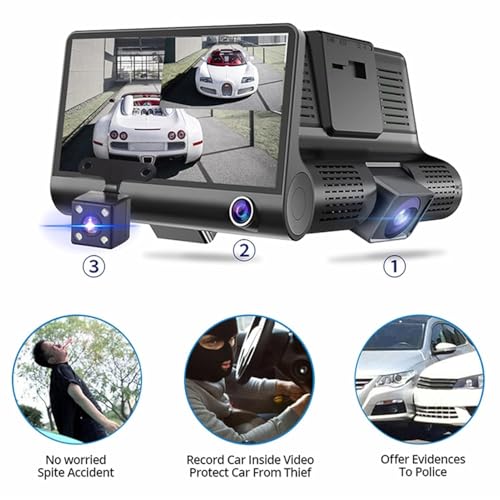 Drumstone 𝟏𝟓-𝐘𝐞𝐚𝐫 𝐖𝐚𝐫𝐫𝐚𝐧𝐭𝐲 - 3 Channel Dash Cam 1080P | Front, Inside, Rear Cam for Cars with Low Light, G-Sensor, 170° View, Loop Record, Park Mode | 𝐏𝐞𝐫𝐟𝐞𝐜𝐭 𝐆𝐢𝐟𝐭 for Drivers - Image 5