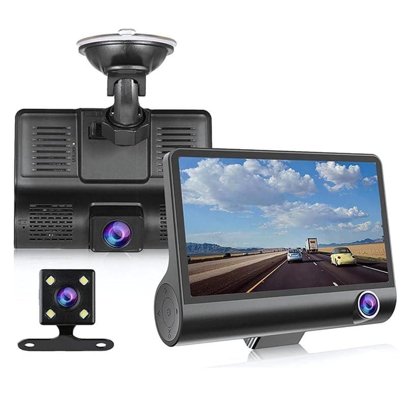 Drumstone 𝟏𝟓-𝐘𝐞𝐚𝐫 𝐖𝐚𝐫𝐫𝐚𝐧𝐭𝐲 - 3 Channel Dash Cam 1080P | Front, Inside, Rear Cam for Cars with Low Light, G-Sensor, 170° View, Loop Record, Park Mode | 𝐏𝐞𝐫𝐟𝐞𝐜𝐭 𝐆𝐢𝐟𝐭 for Drivers - Image 1