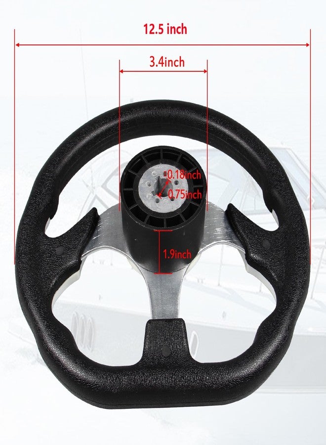 GONMOT 12.5" D-Shaped Boat Steering Wheel with 3/4“ Tapered Shaft, Wood Grain Axle Marine Steering Wheel for Seastar and Verad, etc. for Marine Boats, Vessels, Yacht, Pontoon Boat - Image 3