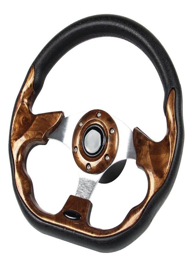 GONMOT 12.5" D-Shaped Boat Steering Wheel with 3/4“ Tapered Shaft, Wood Grain Axle Marine Steering Wheel for Seastar and Verad, etc. for Marine Boats, Vessels, Yacht, Pontoon Boat - Image 1