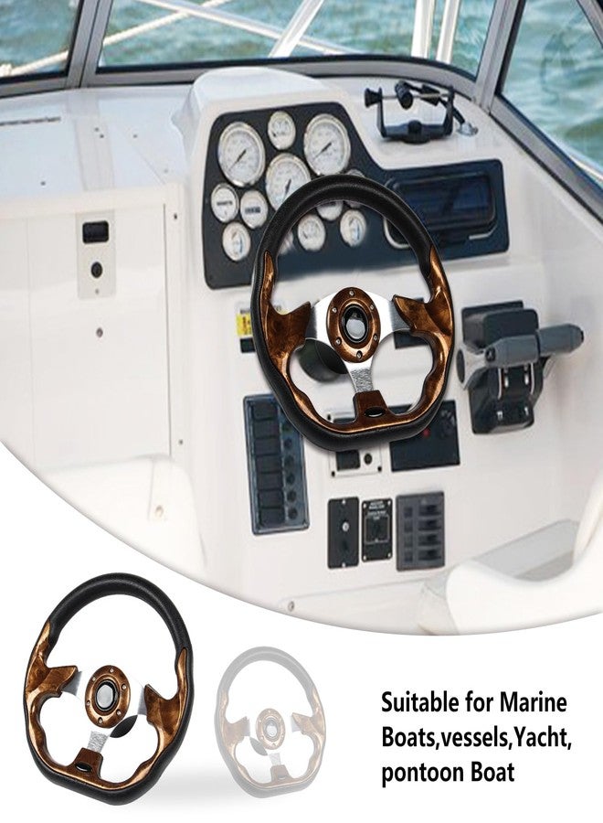 GONMOT 12.5" D-Shaped Boat Steering Wheel with 3/4“ Tapered Shaft, Wood Grain Axle Marine Steering Wheel for Seastar and Verad, etc. for Marine Boats, Vessels, Yacht, Pontoon Boat - Image 5