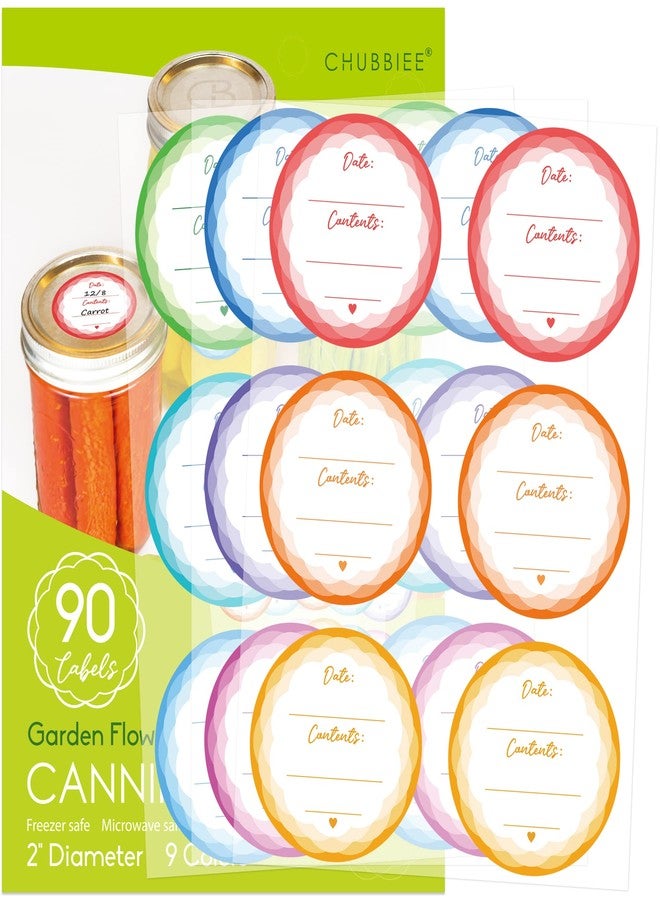 CHUBBIEE Removable Mason Jar Lid Labels, Canning Labels, Waterproof Write-On Pantry Sticker for Food Container, Glass Bottle, Canned Jam, Preserve, Home & Kitchen Organization, Set of 90 (Garden Flowers) - Image 1