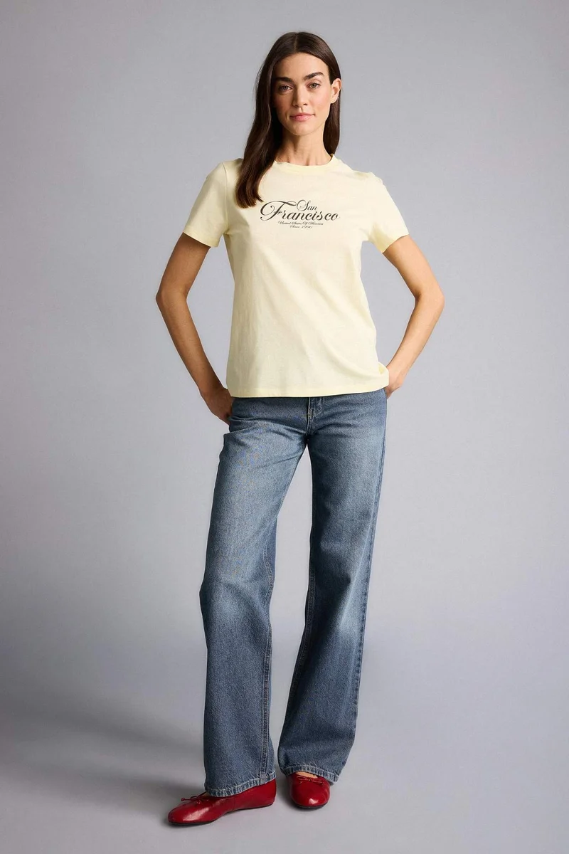 ديفاكتو Regular Fit Crew Neck Printed Short Sleeve T-Shirt