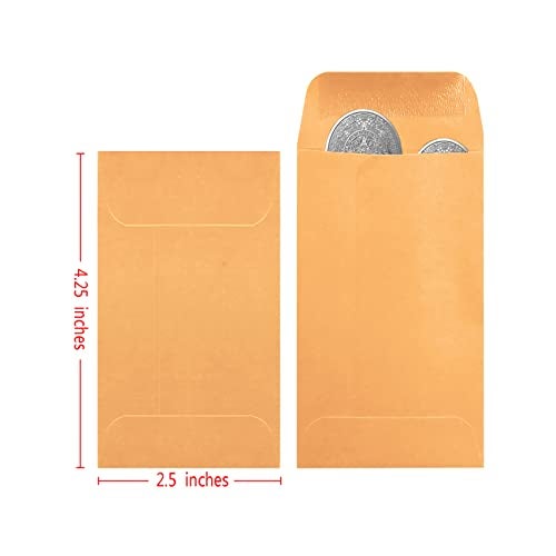 Bonfasvo 500 Pack #3 Brown coin envelope 2.5 x 4.25 inches Kraft Envelopes Classic Small Parts Envelopes with Self Adhesive Gummed Flap for Coins Cash Credit Cards Seeds - Image 2