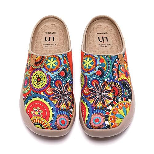 UIN Women's Travel Slipper Lightweight Home Slip Ons Walking Casual Art Painted Travel Holiday Shoes Blossom (6.5) - Image 5