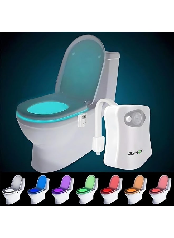 Zezhou The Original Toilet Night Light Gadget Fun Bathroom Lighting Add on Toilet Bowl Seat Motion Sensor Activated LED 9 Color Modes - Weird Novelty Funny Birthday Gag Gifts for Men Dad Kids  Toddlers - Image 1