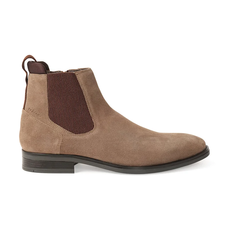 Milano Reyes Mens Suede Leather Chelsea Boots-Taupe