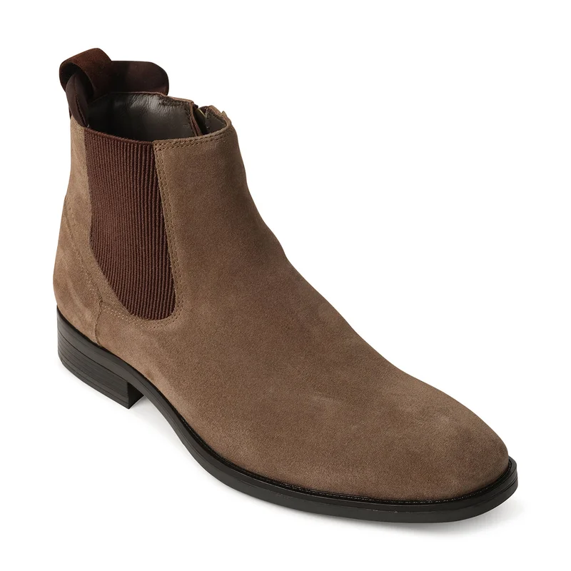 Milano  Reyes Mens Suede Leather Chelsea Boots-Taupe for Men | Best Price UAE