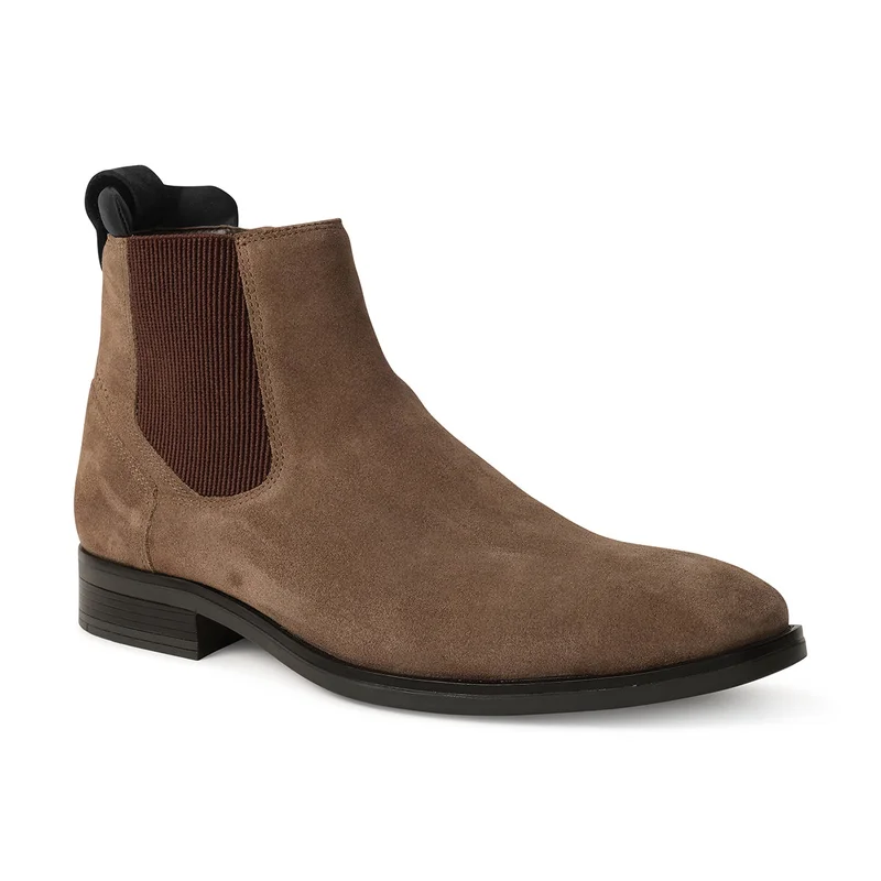 Milano  Reyes Mens Suede Leather Chelsea Boots-Taupe for Men | Best Price UAE