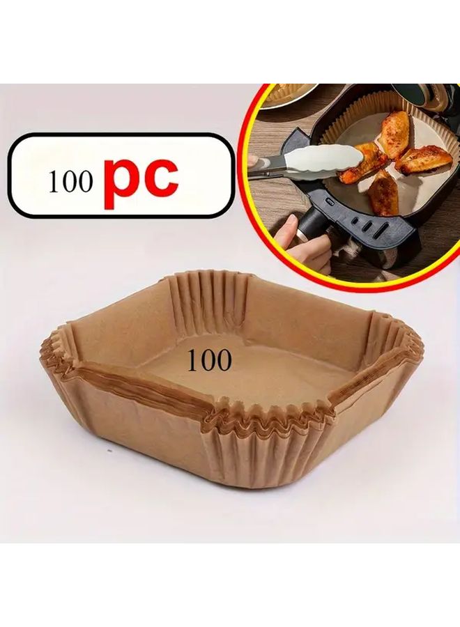 100 Pieces Heavy Duty Non Stick Air Fryer Liners Disposable Parchment Paper For Easy Cleanup - Image 1