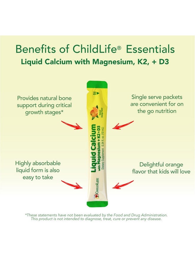 ChildLife Essentials Liquid Calcium Supplement for Kids Single Serve - Baby Calcium with Magnesium, Vitamin D3, & K2 for Bone Support, On The Go Nutrition - Orange Flavor, 0.34 fl oz (30 Stick Packs) - Image 5