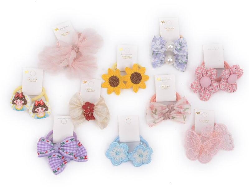BIANHUAN Boutique Baby Hair Accessories - 20 Pcs Elastics Hair Ties with Bows, 1.2 Inch Ponytail Holders for Pigtails & Rubber Bands for Little Girls (Set-C) - Image 1