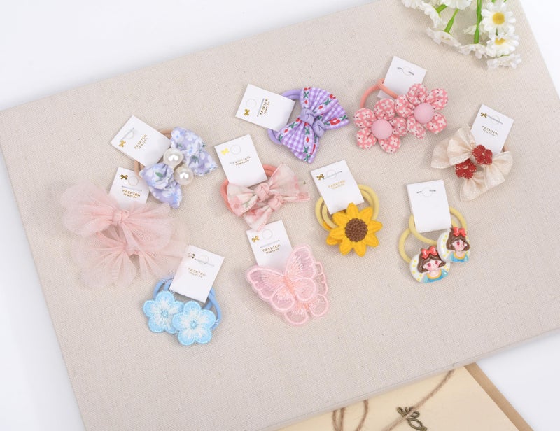 BIANHUAN Boutique Baby Hair Accessories - 20 Pcs Elastics Hair Ties with Bows, 1.2 Inch Ponytail Holders for Pigtails & Rubber Bands for Little Girls (Set-C) - Image 2