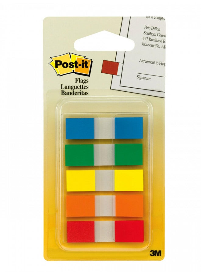 Post-it Flags in Portable Dispenser, 100 Flags/Pack, .47 in x 1.7 in, 20 Each of Red, Bright Orange, Yellow, Green, and Blue (683-5CF) - Image 2