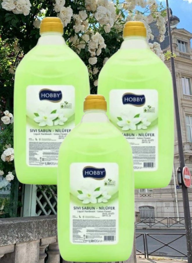 هوبي 3 قطع غسول اليدين السائل برائحة زهرة اللوتس 1.5 لتر - Image 1