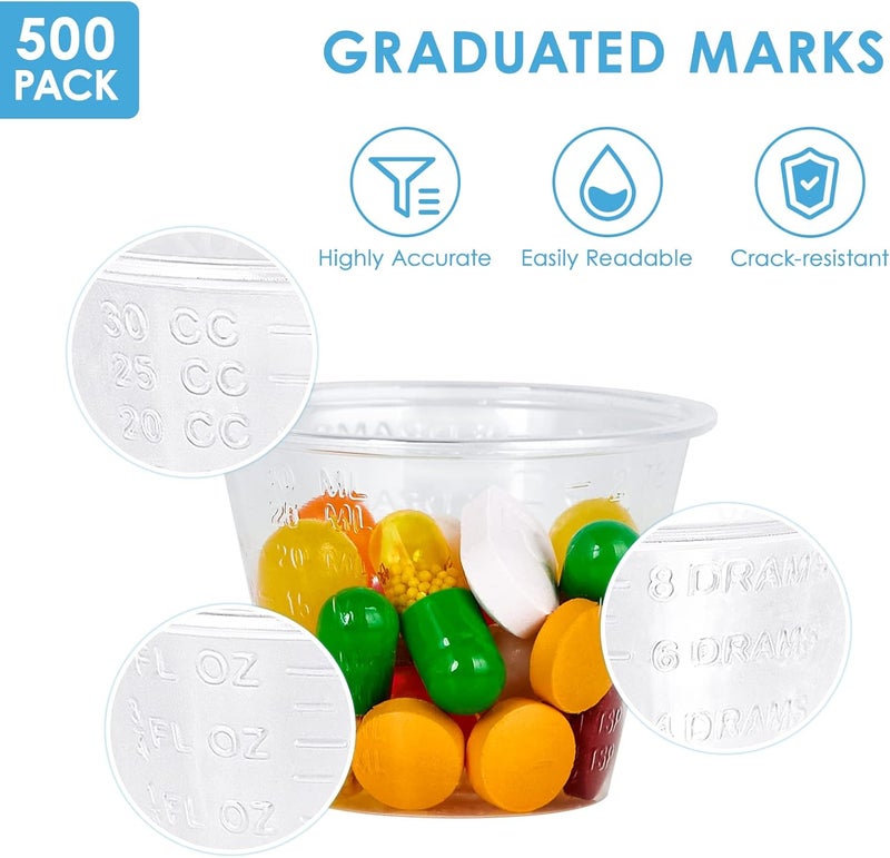 Lilymicky 500ct Disposable Plastic Medicine Cups (1oz), Medical Measuring Cups For Medical Purposes, or Mixing and Measuring Resin, Epoxy, DIY Arts & Crafts, Paint, Cooking - Image 3