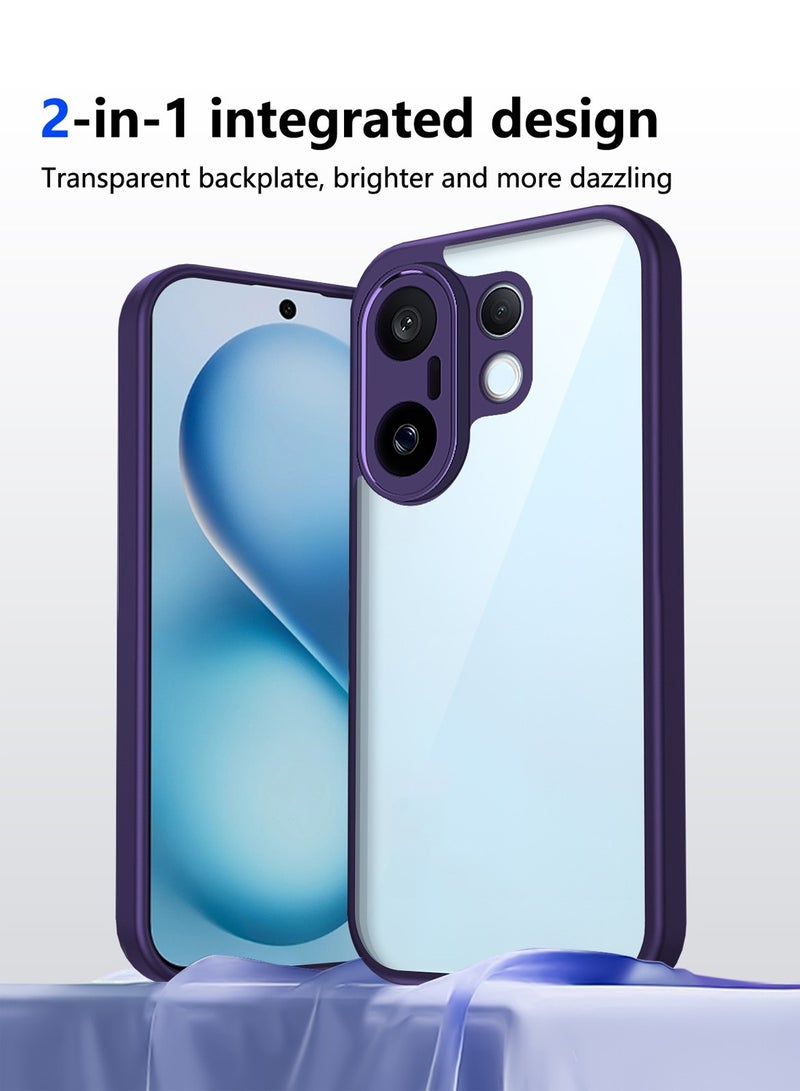 Wtech vivo X200 FE 5G 2025 Hybrid TPU Silicone with Raised Armour Bumpers Slim Case Cover (MCAPSA) - Clear/Eggplant Purple - Image 3