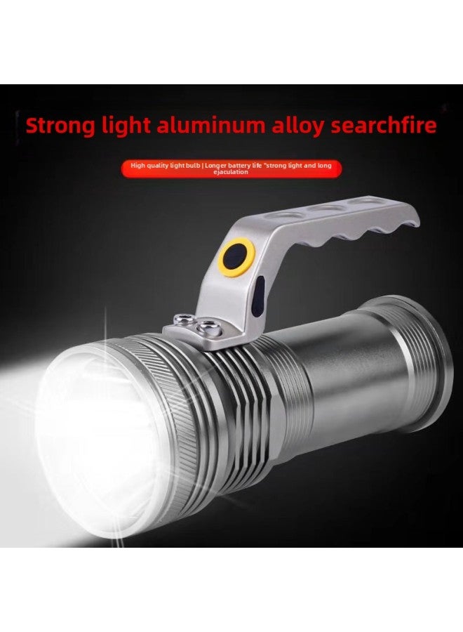 Direct Strong Light Long-range Portable Lamp LED Rechargeable Flashlight High-power Aluminum Alloy Searchlight Wholesale-Color:Single Portable Lamp + Packaging (without Battery + Charger)  - Image 1