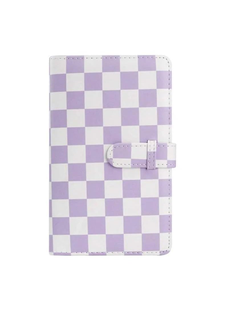ZIKKON ZIKKON 2x3 inch Mini Photo Album 96 Photo Pocket Storage Album for fujifilm instax mini film used in Mini 12119 907099Liplay Evo Mini 3 Photo Cards Business CardsPurple Checkboard  - Image 1