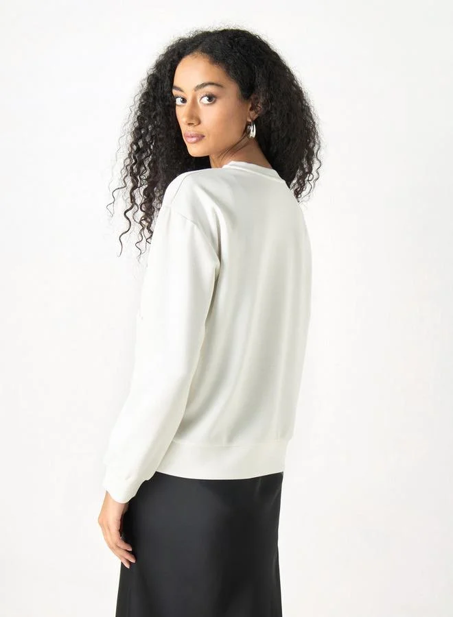 2Xtremz 2Xtremz Flower Applique Oversized Sweatshirt with Long Sleeves