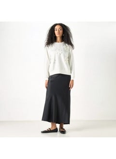 2Xtremz 2Xtremz Flower Applique Oversized Sweatshirt with Long Sleeves  - Image 1