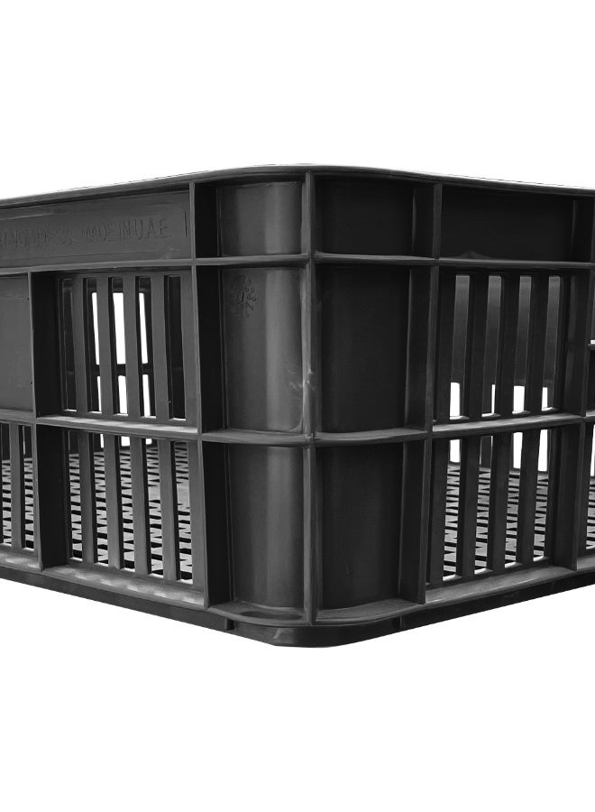 Ethic Solutions 4pcs of Plastic Storage Bakery Crate Box 590×450×170 mm 45L Stackable Heavy Duty Reinforced Walls Anti-Slip Base for Home Industrial Commercial Delivery – Black - Image 4