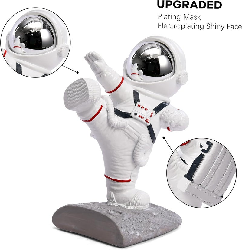 Kakizzy White Book Ends for Kids, Upgraded Astronaut Bookends Resin Spaceman Book Holders for Shelves Sturdy Book Stopper Book Ends to Hold Books Unique Outer Space Book Shelf Ends(F2-Silver Color) - Image 3