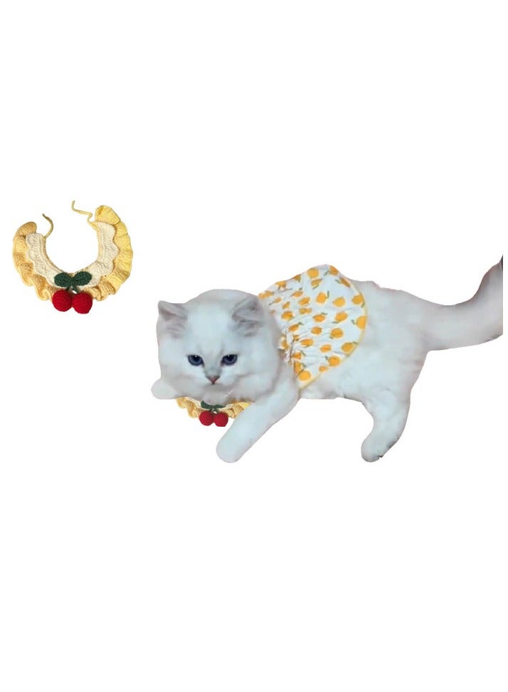 A.M Pet Cute Fruit Graphic Print Dress Clothes For Dogs, Kittens And Cats For Summer With Collar Set - Image 1