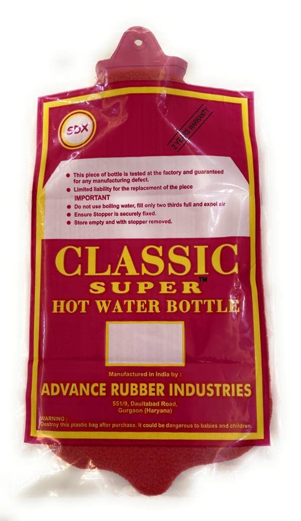 Classic Super Rubber Hot Water Bottle Bag with Cover 2 Ltr Capacity. Heating Bag for Muscular Pain, Back Ache, Neck Pain, Sore Muscles, Stomach Spasm, Menstrual Cramps, Muscle Relaxation, Joint Pains Hot Water Bag - Image 4