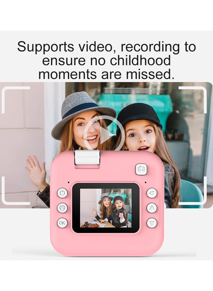 Generic Instant Print Camera for Kids, 1080P Instant Print Dual Camera, Photo and Video, 2.4 Inch IPS LCD Screen Ink-Free Thermal Printing, Includes 3 Rolls of Paper & Up to 32G Memory Card，Includes 5 rolls of photo paper4 rolls of photo stickers32GB TF card, card reader6 color pens Sling  - Image 5