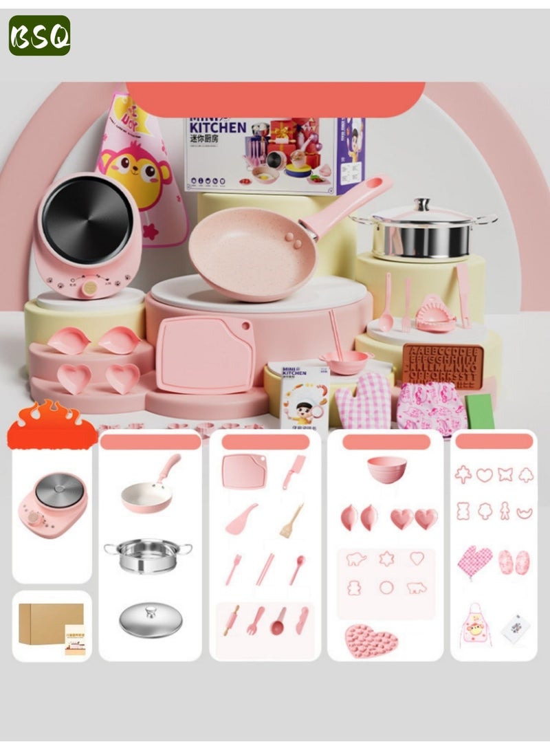 BSQ 40-Piece Kids' Cooking Set | Mini Kitchen Toy Set | Authentic Cooking Experience | Little Kitchen Set for Girls | Educational Pretend Play Toys for Children & Toddlers | Montessori-Style Kitchen Tools | Includes Cookware, a Stove, an Apron, and Other Cooking Utensils—Suitable for Preparing Real Food | Designed Specifically for Children and Toddlers, Offering a Fun and Educational Experience. Gender-Neutral and Ideal for Kids' Kitchen Play. - Image 1