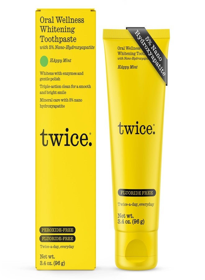 Twice 5% Nano Hydroxyapatite Whitening Toothpaste - Fluoride & Peroxide Free, Vegan, Gentle Triple-Action Clean for Everyday Oral Care - Happy Mint - 3.4oz - Image 1