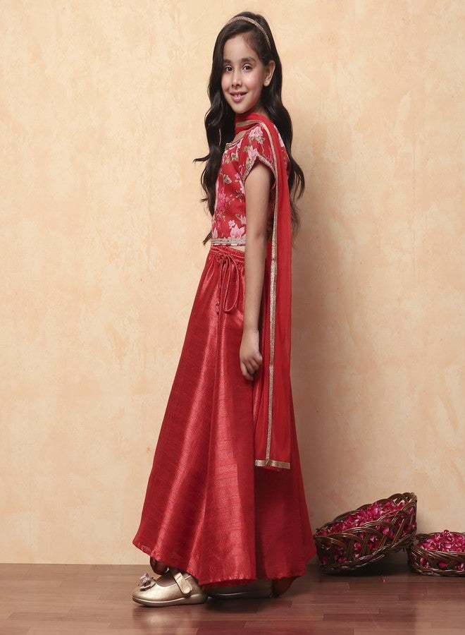 BIBA Girl Printed Flared Modal Readymade Lehenga Set(Kw4432_Red_7) - Image 2