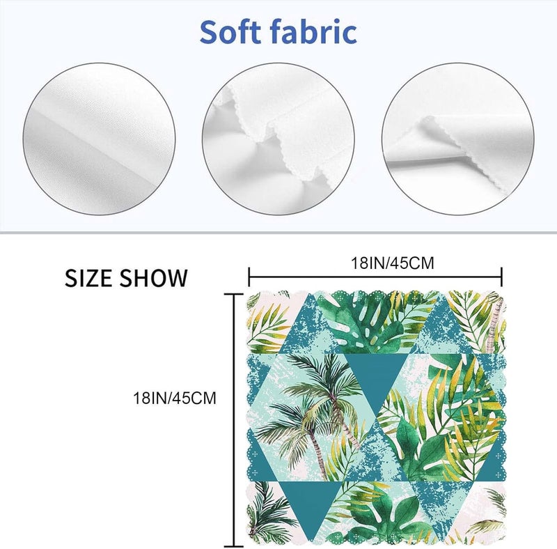 Yibeas Geometric Shapes Palm Trees Cloth Napkins Set of 4 Soft Watercolor Tropical Leaves Hexagon and Triangle Washable and Reusable Dinner Napkins for Weddings Parties 18 x 18 inch - Image 2