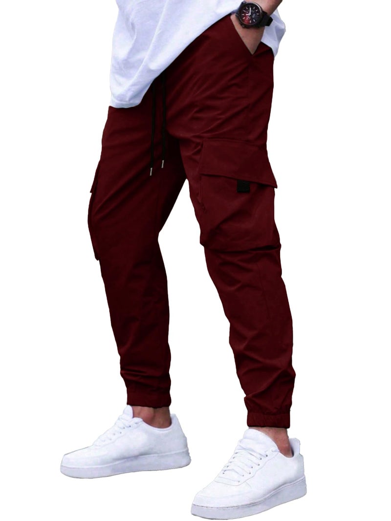 TAGDO Men's Regular Track Pants (Men-Cargo-5157-Maroon-30_Maroon - Image 4