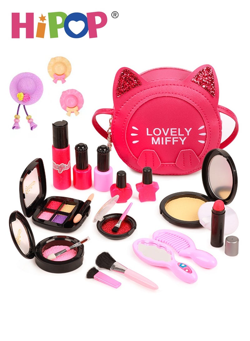 HIPOP Girls Makeup Set Backpack,Portable Cosmetic Toys with Washable and Nontoxic,Girls Pretend Play Gift - Image 1