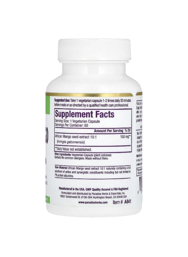 Paradise Herbs Paradise Herbs, African Mango Extract, 150 mg, 60 Vegetarian Capsules  - Image 2
