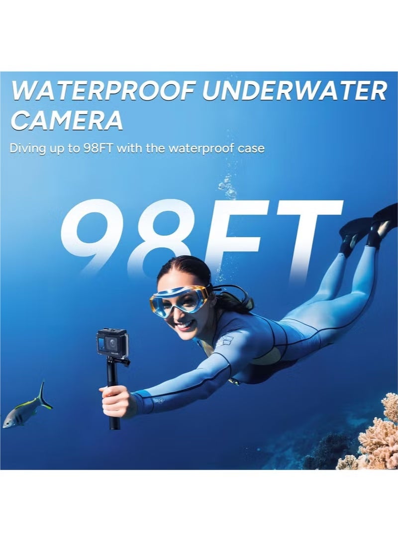 SJCAM Upgraded SJ4000 Action Camera Dual Screen 4K30FPS Ultra HD Underwater Camera Waterproof 170° Wide-Angle Motorcycle Helmet Camera with Stabilization, 2 Batteries and Accessories - Image 3
