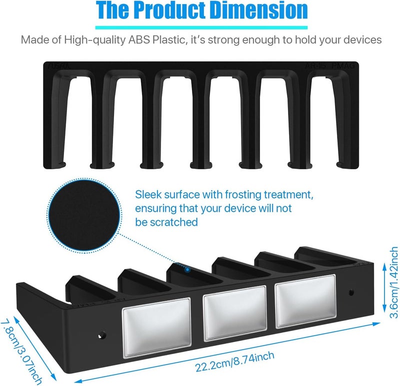 RUSFOL Solid ABS 6X Standard PMAG Wall Mount, Mag Holder, Home Magazine Storage Rack - Image 3