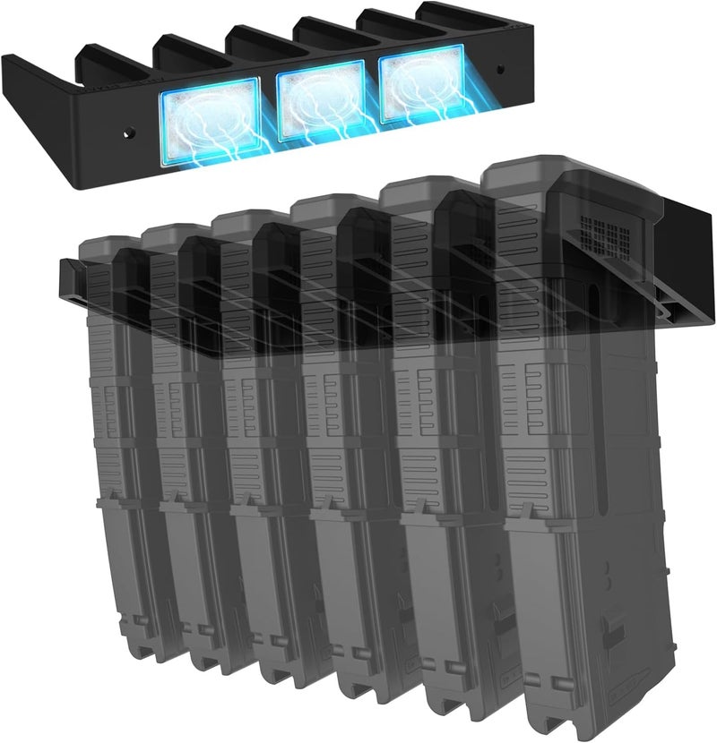 RUSFOL Solid ABS 6X Standard PMAG Wall Mount, Mag Holder, Home Magazine Storage Rack - Image 1
