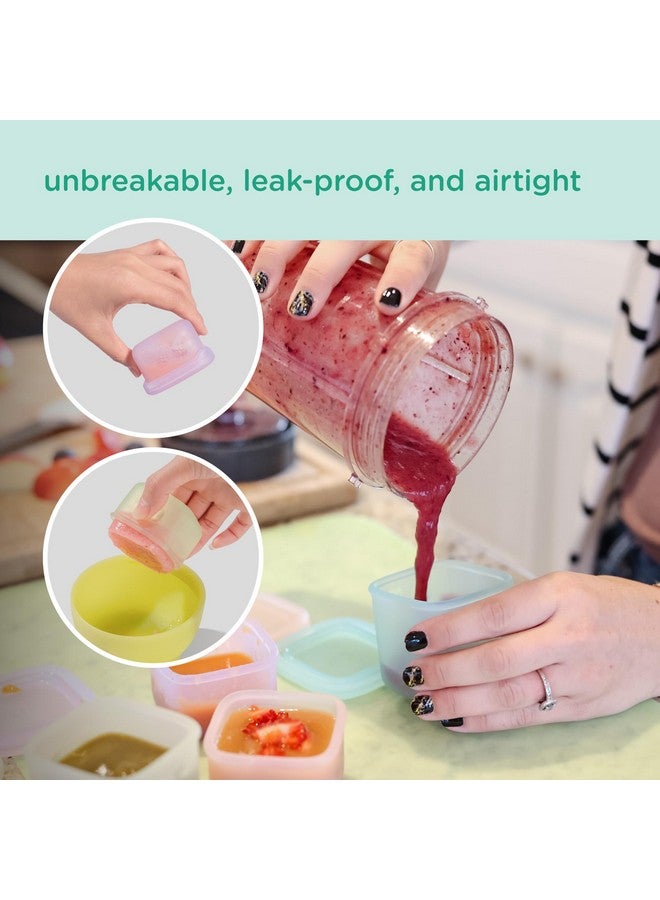 Olababy Clear Sense Silicone Storage Containers 4pk for Baby Food, Snacks, Formula, Puree, Sauce & More | Micro Plastic & BPA-Free | Daycare Essentials for Toddlers and Kids (Coral, 2 oz / 60 ml) - Image 1