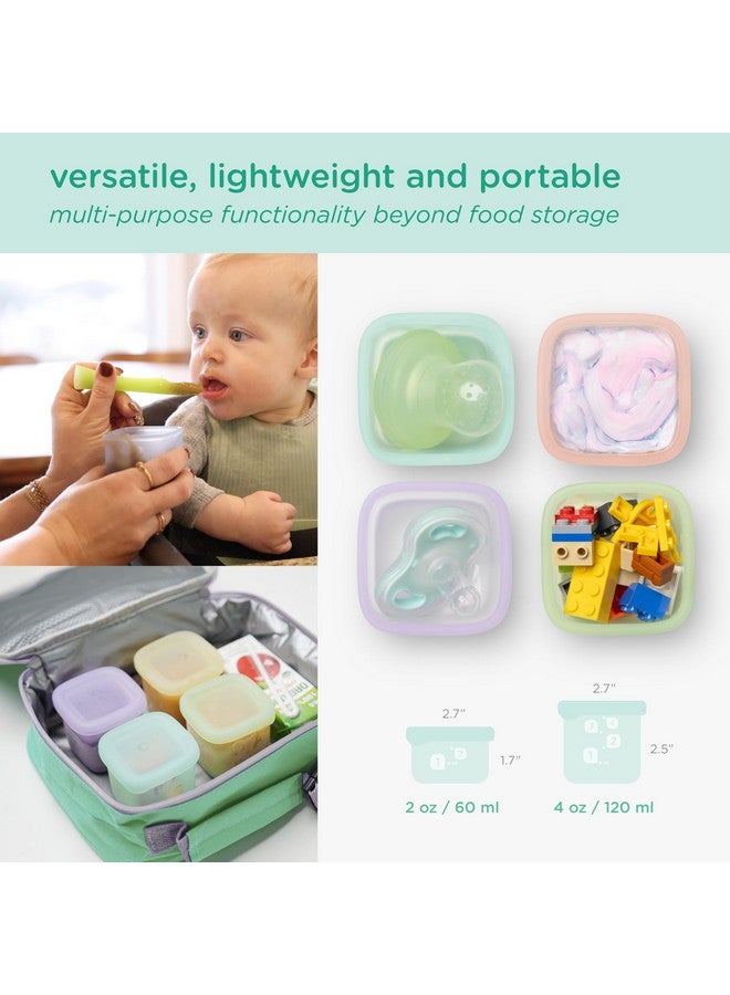 Olababy Clear Sense Silicone Storage Containers 4pk for Baby Food, Snacks, Formula, Puree, Sauce & More | Micro Plastic & BPA-Free | Daycare Essentials for Toddlers and Kids (Coral, 2 oz / 60 ml) - Image 4
