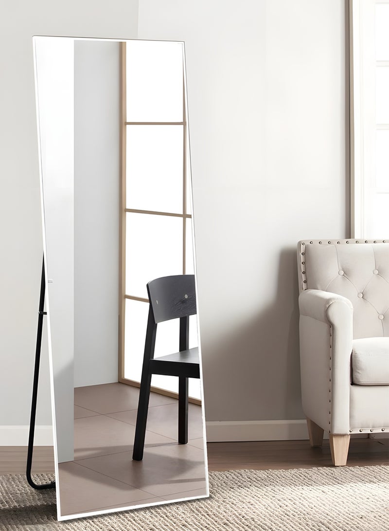 Taimi Large mirror with elegant design 155x45cm- Full length mirror with White metal frame and back stand - Its wonderful design is suitable for living rooms, dressing rooms and bedrooms - Image 1